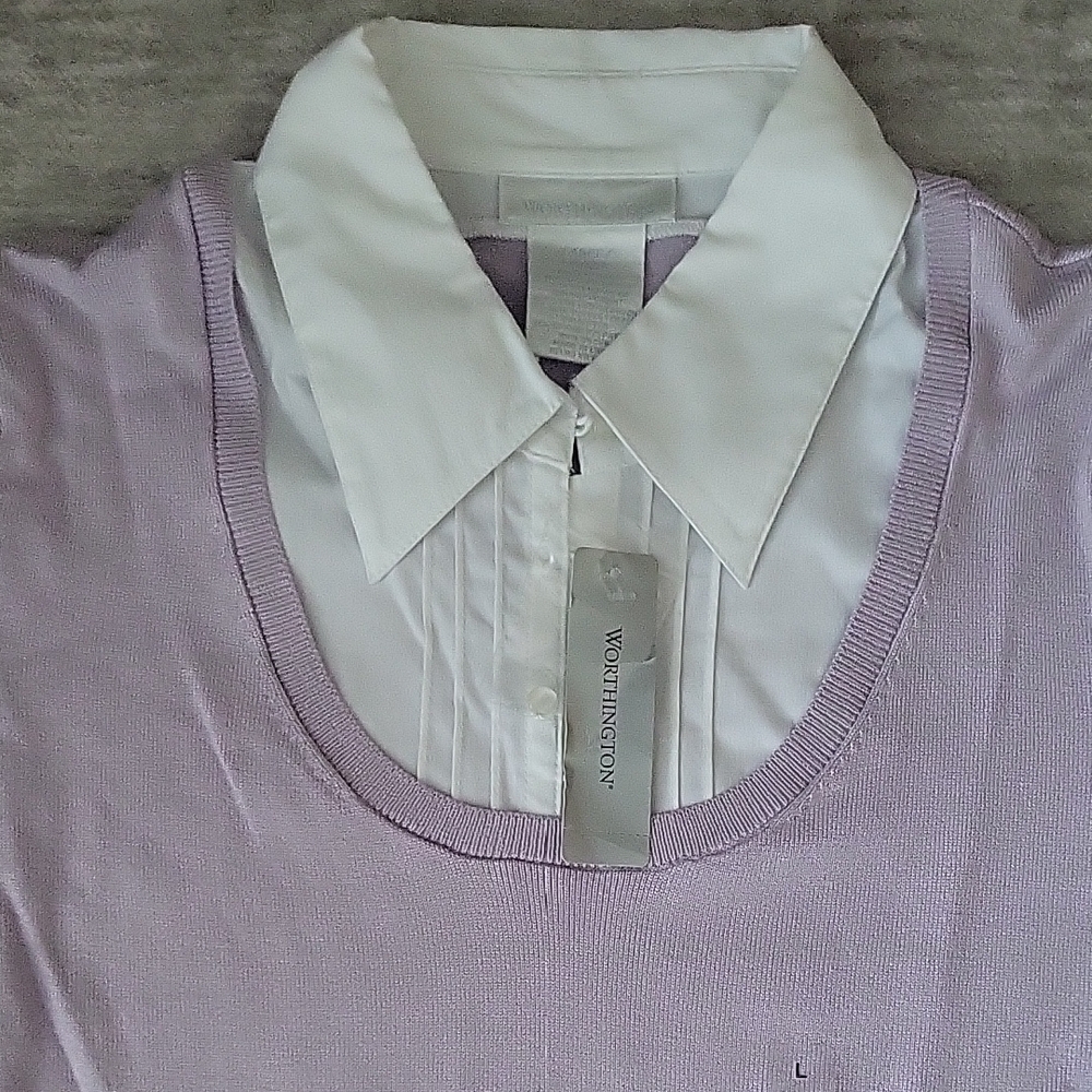 Worthington Lilac and White Layered Blouse - Picture 3 of 3
